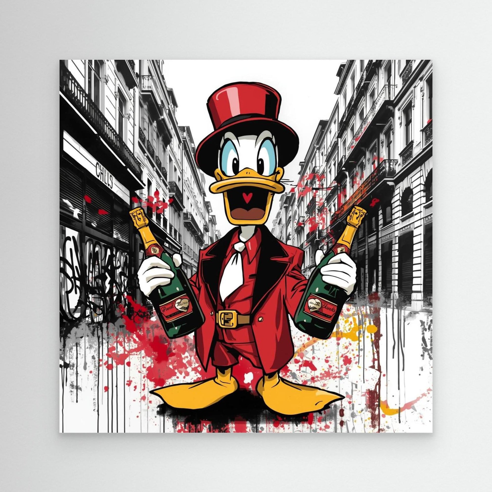 Luxury Duck Street Art Canvas – Pop Graffiti Champagne Wall Art