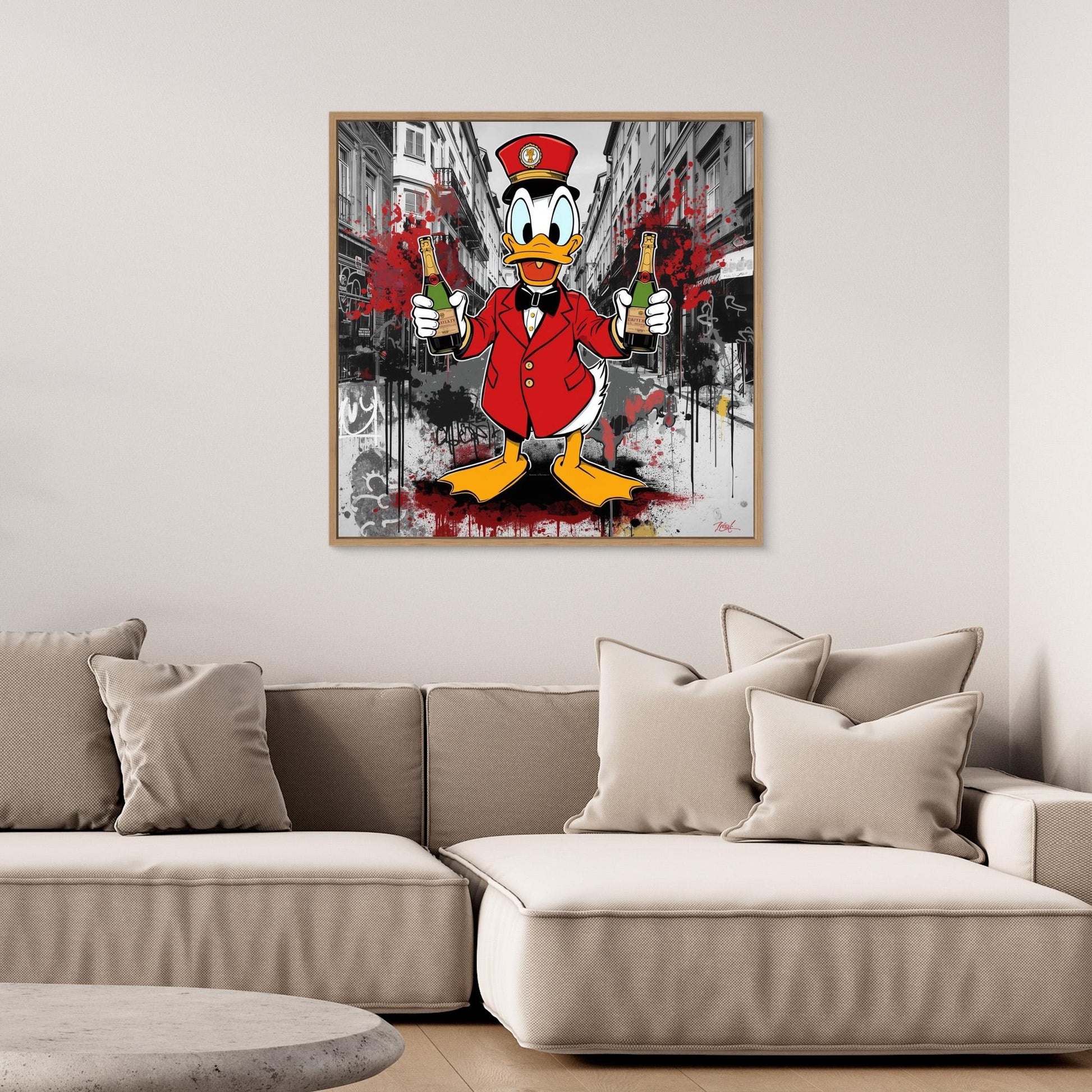 Luxury Duck Street Art Canvas – Pop Graffiti Champagne Wall Art