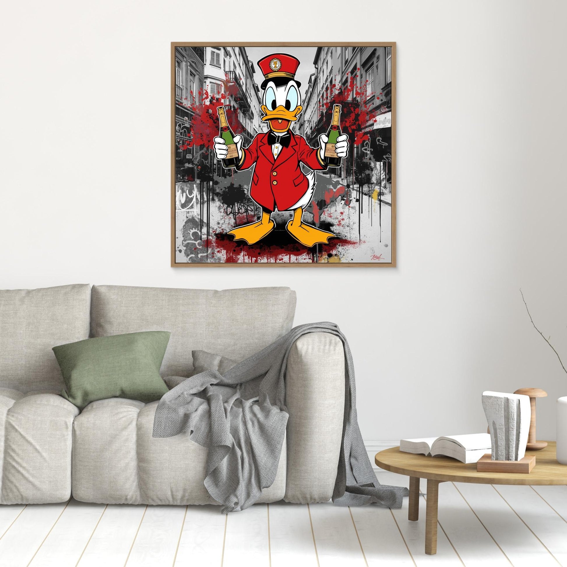 Luxury Duck Street Art Canvas – Pop Graffiti Champagne Wall Art