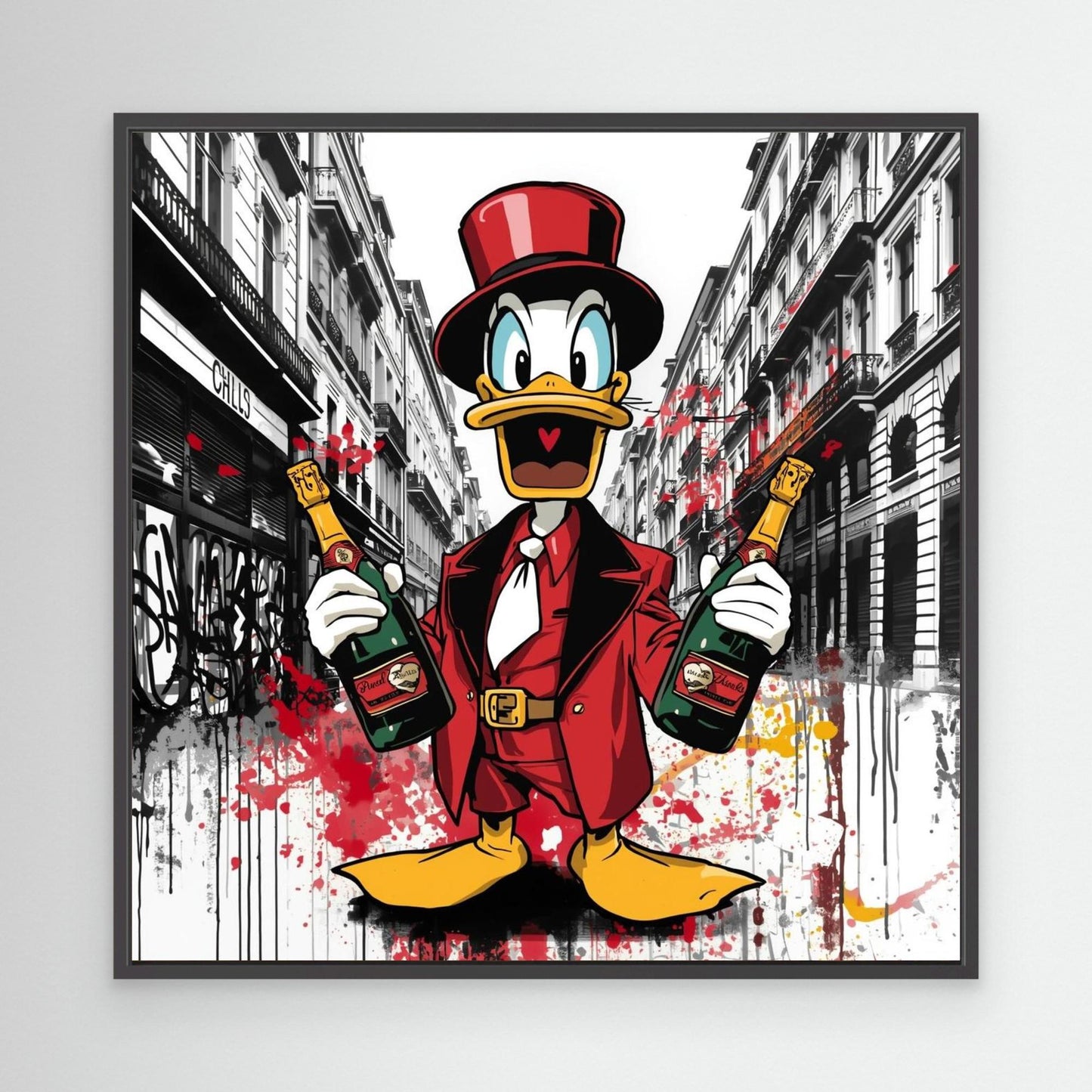 Luxury Duck Street Art Canvas – Pop Graffiti Champagne Wall Art