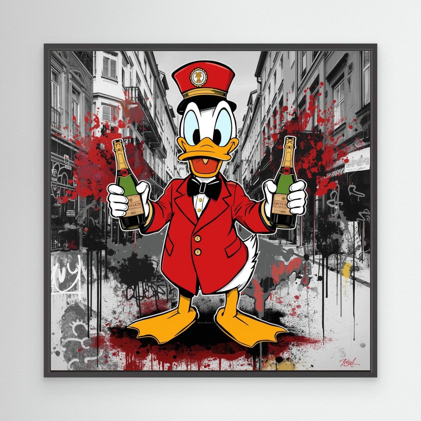 Luxury Duck Street Art Canvas – Pop Graffiti Champagne Wall Art