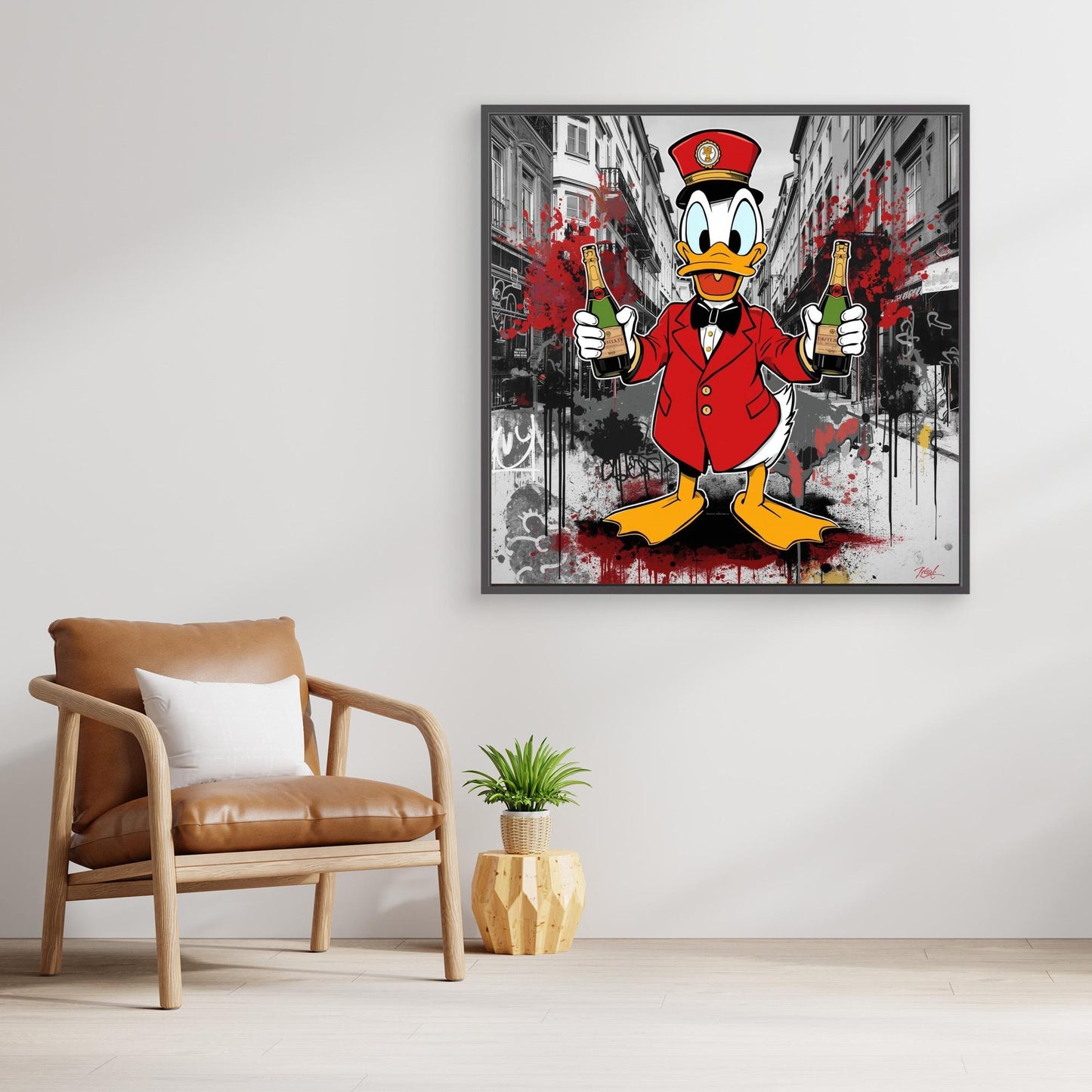 Luxury Duck Street Art Canvas – Pop Graffiti Champagne Wall Art