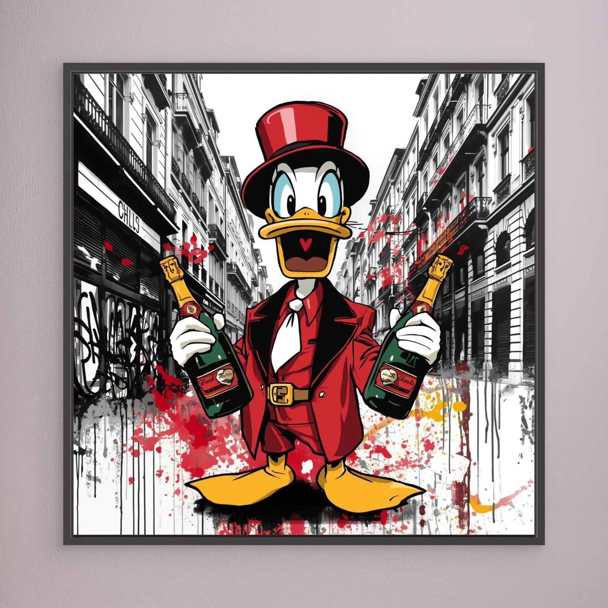 Luxury Duck Street Art Canvas – Pop Graffiti Champagne Wall Art