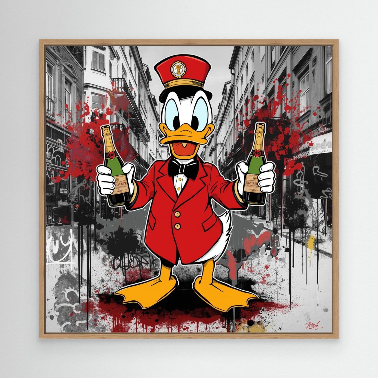 Luxury Duck Street Art Canvas – Pop Graffiti Champagne Wall Art