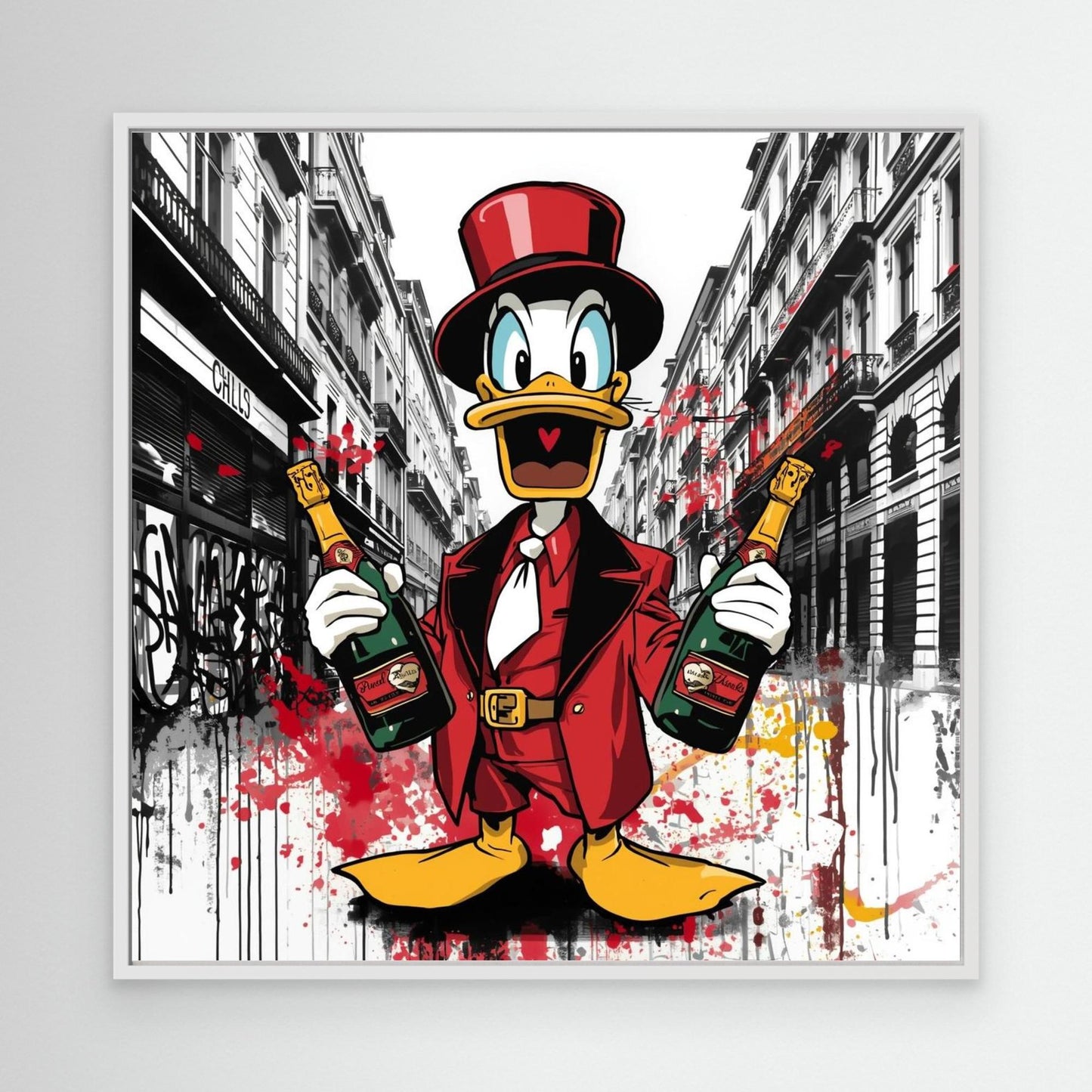 Luxury Duck Street Art Canvas – Pop Graffiti Champagne Wall Art