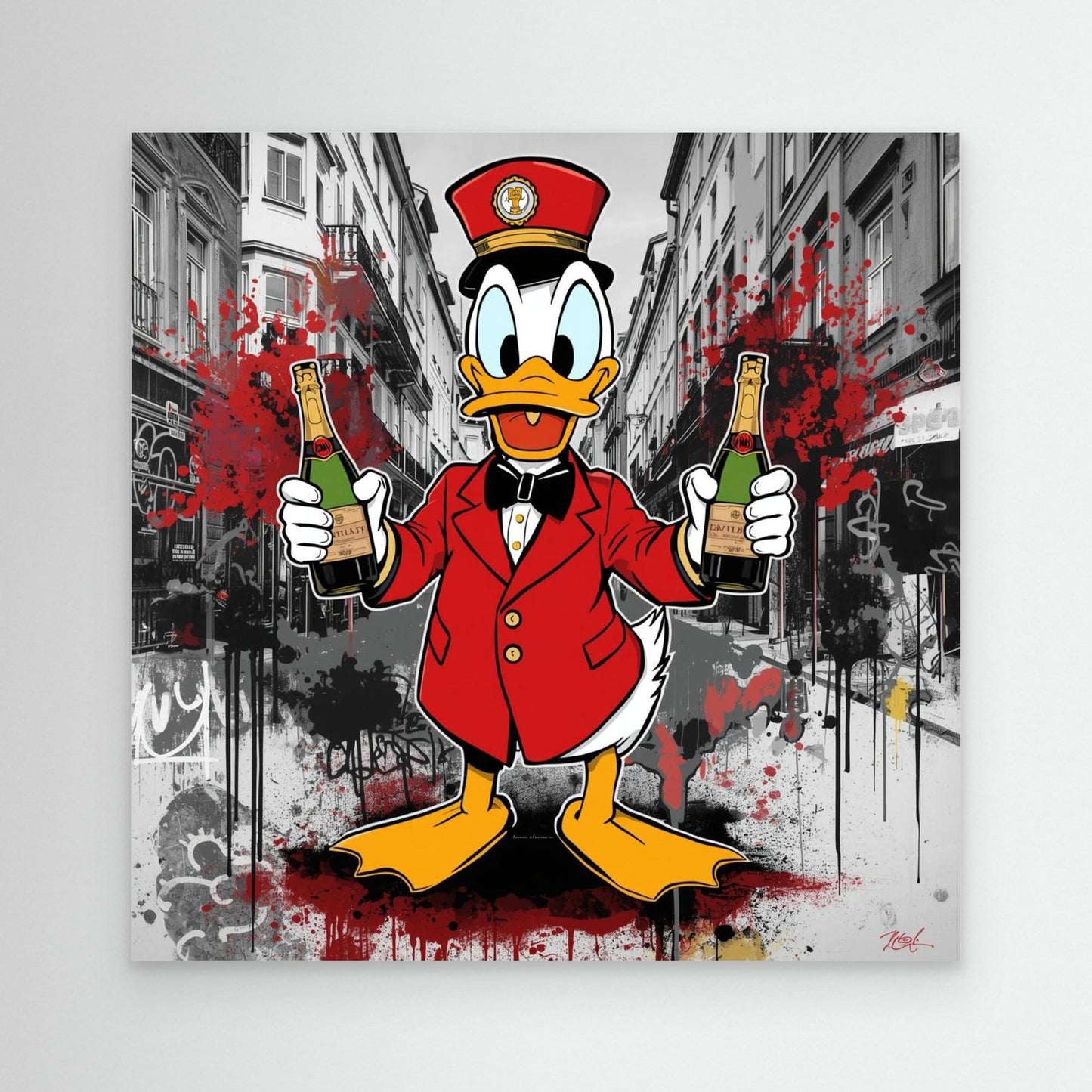 Luxury Duck Street Art Canvas – Pop Graffiti Champagne Wall Art