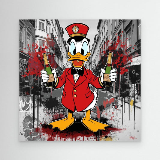 Luxury Duck Street Art Canvas – Pop Graffiti Champagne Wall Art